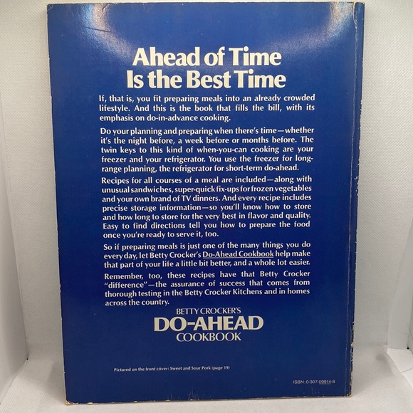 Betty Crocker’s Do-Ahead Cookbook Recipes for the Freezer and the Refrigerator - Picture 7 of 7